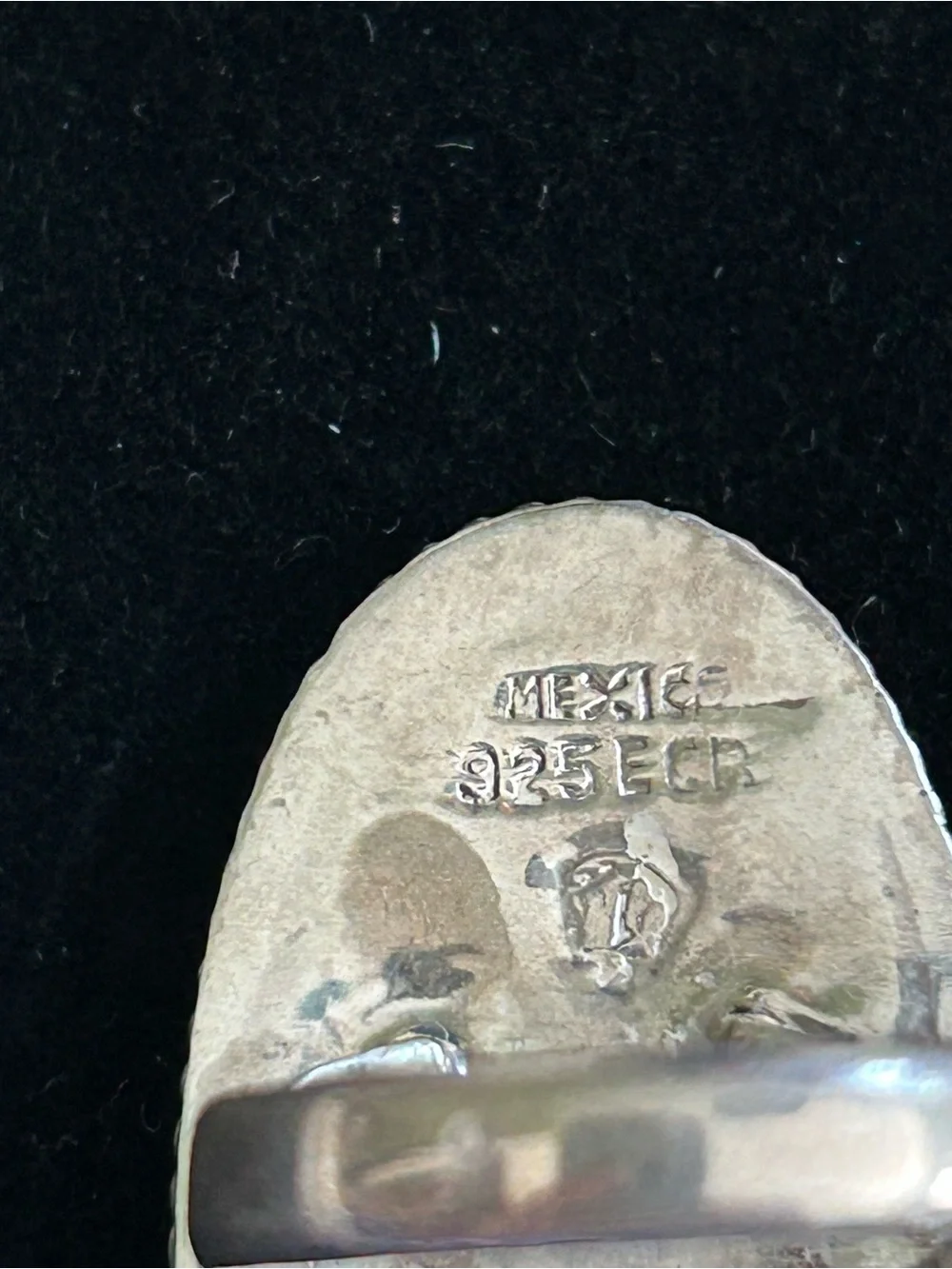 Vintage Taxco Mexico Sterling Silver Cannabis Inlay Abalone Ring Size 8.25